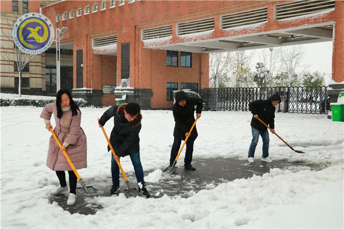 党员干部扫雪忙 师生离校保通畅(图4)