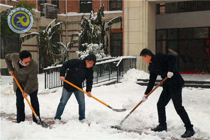 党员干部扫雪忙    师生离校保通畅(图5)