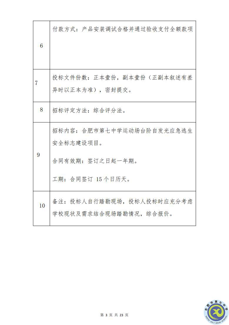 合肥七中运动场台阶自发光应急逃生安全标志建设项目招标公告(图3)