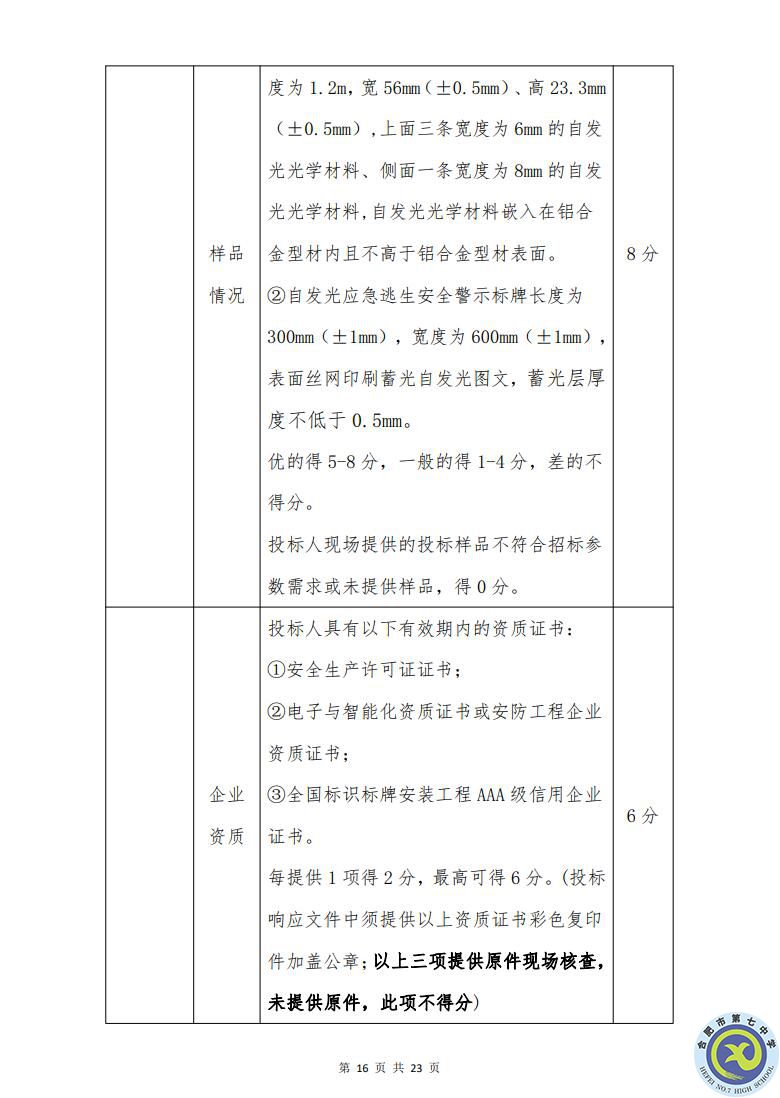 合肥七中运动场台阶自发光应急逃生安全标志建设项目招标公告(图16)